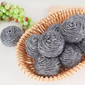 4 шт. многоцелевые шарики из нержавеющей стали в форме регби, чистящий мяч, металлическая мойка для скруббера 4PCS