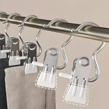 4 шт. многофункциональная прищепка с металлическим крючком ветрозащитная противоскользящая бесследная прочная ручка для носков полотенец шапок нижнего белья для стирки одежды белый