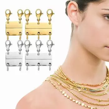 4 шт. Многослойная застежка для ожерелья Магнитная соединительная застежка для ожерелья Многослойный разделитель ожерелья Простые в использовании штабелируемые застежки для нескольких ожерелий