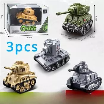 4 шт. Модель танка из сплава, военная модель Q-версии, рикошетная машина, одиночная упаковка, детская игрушка в подарок, модель поля боя