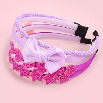 4 шт. Модные повязки на голову со звездами для девочек, милые жемчужные банты для волос, ободок для волос, блестящий ободок для волос со звездами, набор аксессуаров для волос, головной убор