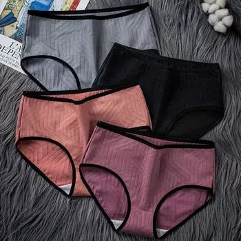 4 шт. модные трусики из мягкого хлопка с высокой талией большого размера, подтягивающие бедра, женские трусики для живота, милые трусы для девочек, нижнее белье M
