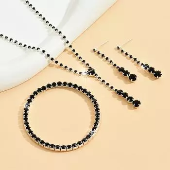 4 шт. модный комплект свадебных украшений для невесты со стразами, ожерелье, серьги, браслет, набор для женщин, аксессуары для банкета белый