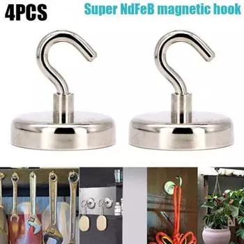4 шт. Мощные магнитные крючки, прочные неодимовые поверхности холодильника, не царапающие магниты