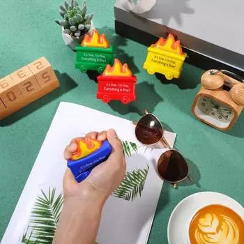 4 шт. мяч для снятия стресса в виде пламени мусорного контейнера, портативная позитивная пылающая игрушка для сдавливания мусорного контейнера для детей и подростков, успокаивающая игрушка для сдавливания мусорного контейнера для детей и подростков 4pcs