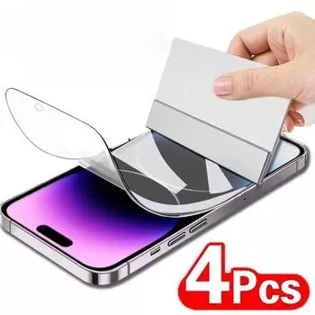 4 шт. мягкая гидрогелевая пленка для iPhone 15 14 13 12 11 Pro Max силиконовая защитная пленка из ТПУ для iPhone 15 14 11 XS XR X 7 8 15 Plus iphone 11 чистый