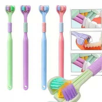 4 шт. мягкая щетина 3-сторонняя зубная щетка бережная очистка взрослых зубов щетка для полного ухода за деснами аутизм сенсорный дизайн инструмент для здоровья полости рта