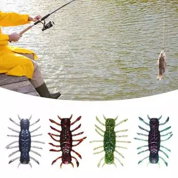 4 шт. мягкие бионические рыболовные приманки для креветок Shake, реалистичный дизайн, тонущие приманки, пресноводные, яркие цвета, естественное плавание, рыболовные снасти на открытом воздухе B
