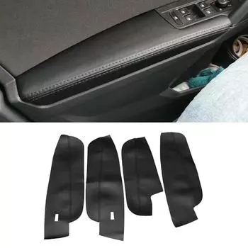 4 шт., мягкий кожаный чехол на дверной подлокотник для VW Tiguan 2017 2018, аксессуары для салона автомобиля, дверной подлокотник, панель, накладка чёрный