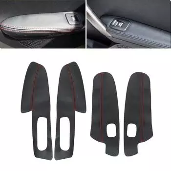 4 шт., мягкий кожаный чехол на подлокотник для Peugeot 2008, межкомнатная дверь, подлокотник, панель, кожный покров, наклейка, отделка с чёрный