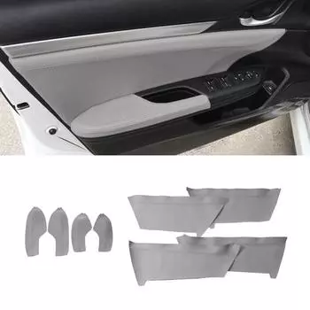 4 шт., мягкий серый кожаный чехол на дверной подлокотник для Honda Civic 10th Gen 2016 2017, наклейка на дверную панель автомобиля 4pcs Door Armrest