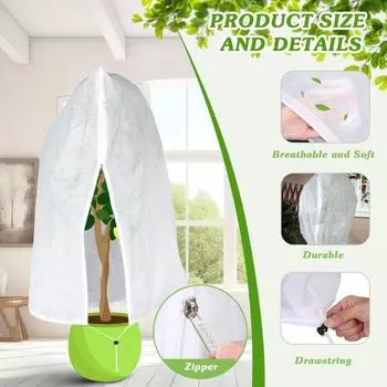 4 шт., мягкий зимний чехол для растений, дышащий мешок для защиты от замерзания с застежкой-молнией, большой многоразовый садовый нетканый материал, морозостойкая ткань для растений