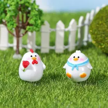 4 шт. мультяшные фигурки цыплят, милые животные, модельные украшения, микро-ландшафтное украшение, настольный автомобиль, мини-украшение 4pcs/set