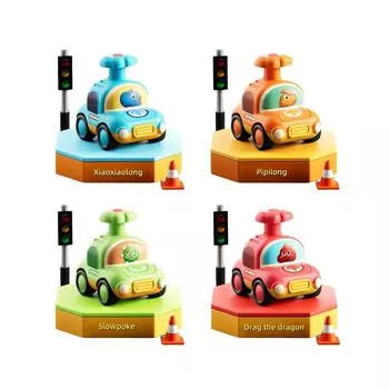 4 шт. Мультяшные игрушки-машинки с динозаврами, работающие от нажатия, со свистками, безопасный АБС-пластик, игривый дизайн для мальчиков и девочек, идеальные подарки на день рождения, Рождество, Хэллоуин 4pcs