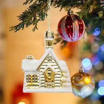 4 шт. мультяшный рождественский расписной снежный домик подвеска пластиковая рождественская елка подвески новогоднее украшение золотой