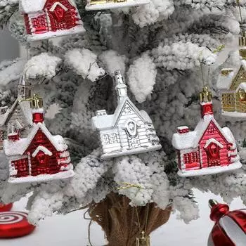4 шт. мультяшный рождественский расписной снежный домик подвеска пластиковый DIY гальванизированный подвесной шар элегантные подвески для рождественской елки красный