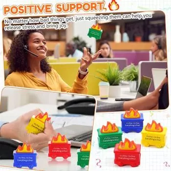 4 шт. Мусорный контейнер Flame Stress Relief Ball Портативный Положительный Пламенный Мусорный контейнер Squeeze