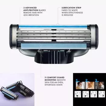 4 шт. мужские безопасные бритвенные лезвия для ухода за лицом, лезвия для бритья, ручная кассета для бритья для Mache 3