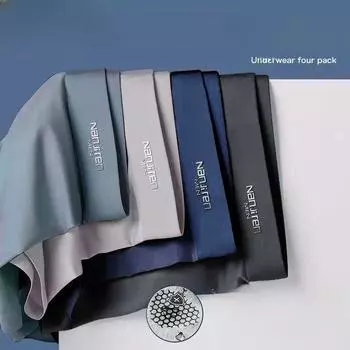 4 шт. мужские боксеры, мужское нижнее белье из ледяного шелка, прохладные трусы, дышащие, сексуальные, тонкие трусики, U-выпуклое белье L