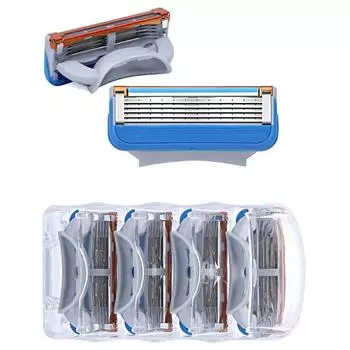4 шт. Мужские бритвенные лезвия, высококачественные кассеты для бритья, совместимые с лезвиями для ухода за лицом для мужчин синий