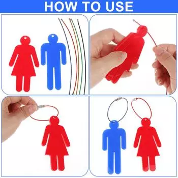 4 шт. мужские и женские акриловые брелки для туалета с 5 шт. проволочными кольцами