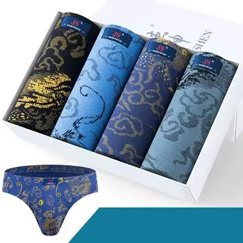 4 шт. мужские трусы-боксеры комплект мужские модальные хлопковые эластичные дышащие трусы средней талии с принтом L
