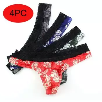 4 шт. Мужское нижнее белье, трусы-стринги, прозрачные кружевные дышащие трусы с принтом L
