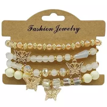 4 шт./набор эластичный браслет из бисера ручной работы многослойный браслет в стиле бохо этнический розовый