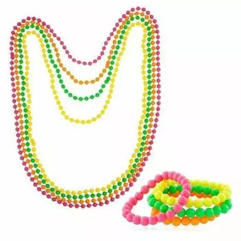 4 шт., набор аксессуаров для костюма 1980-х годов, женские флуоресцентные неоновые браслеты, ожерелья, костюм, реквизит для фотосессии B