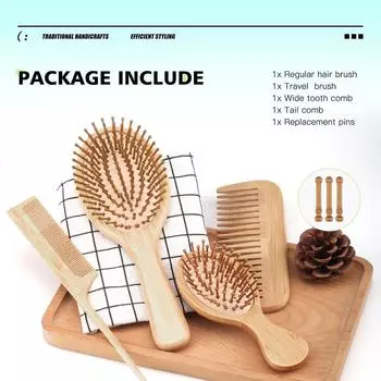 4 шт./набор бамбуковая деревянная парикмахерская расческа на воздушной подушке расческа с широкими зубьями расческа в виде крысиного хвоста праздничный подарок
