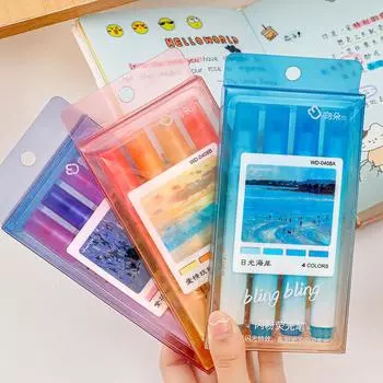 4 шт. набор блестящих ручек для маркеров градиентного цвета для рисования и живописи