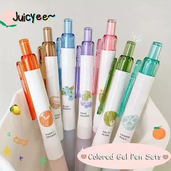 4 шт./набор цветных гелевых ручек для студентов, милые фруктовые гелевые ручки 0,5 мм, многоцветные ручки, ручки для рисования граффити, школьные принадлежности