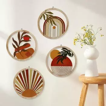 4 шт./набор деревянных декоративных изделий для домашнего проживания в стиле бохо, настенные украшения ручной работы с полым узором для гостиной, украшения для дома