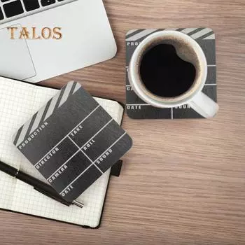 4 шт., набор деревянных подставок для кино и кино, водонепроницаемые коврики для чайников, прочные салфетки для напитков для журнального столика, подарки для домашнего офиса 4pcs