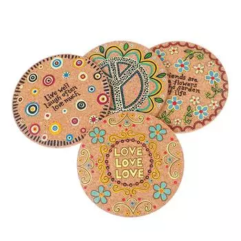 4 шт. Набор деревянных подставок под чашки для чая и кофе с цветочным принтом для семейной свадьбы, вечеринки, банкета, украшения дома 10cm