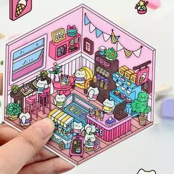 4 шт./набор DIY 3D наклейка с пинцетом сцена изометрическая миниатюрная наклейка для комнаты различные узоры