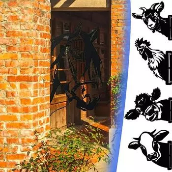 4 шт./набор, фермерский металлический декор для улицы, корова, курица, коза, металлический декор для садового забора, украшение для гостиной/украшение для дома чёрный