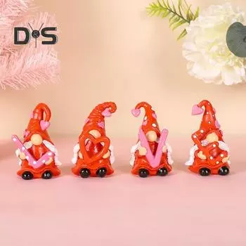 4 шт./набор фигурок гнома ко Дню святого Валентина, статуэтка из смолы «ЛЮБОВЬ», безликая скульптура эльфа, украшение для дома, офиса, свадьбы, рабочего стола 1 Set