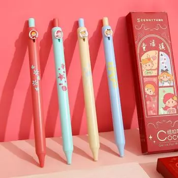 4 шт., набор гелевых ручек «Сказки», милый мультфильм, шариковая ручка 0,5 мм, черные чернила для письма, подарок для девочек