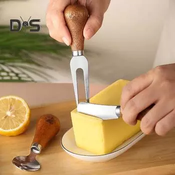 4 шт. Набор из 4-х ложек и вилок из нержавеющей стали для толкушки картофеля, скребков, портативная деревянная ручка, кухонный инструмент для пюре из картофеля, моркови, ручной пресс для дробления бобов 1 Set