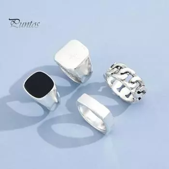 4 шт., набор колец из сплава металла, сверхлегкий, нержавеющий, устойчивый к коррозии, с гальваническим покрытием, модные кольца, ювелирные аксессуары серебряный