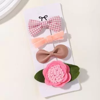 4 шт./набор Муслиновые детские заколки-банты для волос, заколки-невидимки, заколка для волос для детей, хлопок, лен, заколка-автомат, цветочный принт, боковая заколка, аксессуары