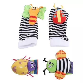 4 шт. набор носков для погремушки на запястье для младенца, плюшевые игрушки, браслет на руку, погремушка на ногах, Ank