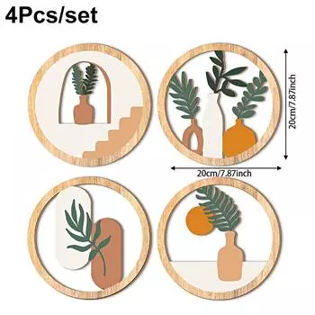 4 шт./набор Подвески на стену с полым узором Абстрактное искусство Деревянные декоративные подвески с полым узором Украшение для дома