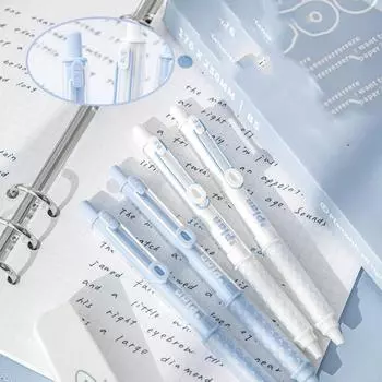 4 шт./набор прямая жидкая мягкая ручка пресс гелевая ручка быстросохнущие шариковые ручки-роллеры инструмент для письма синий