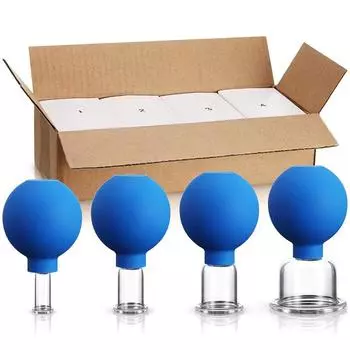 4 шт., набор стеклянных вакуумных банок с резиновой головкой, антицеллюлитный массаж, китайская терапия для лица, тела, банки для хиджаба розовый