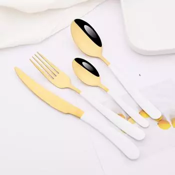 4 шт., набор столовых приборов из белого золота, нож для стейка, вилка, ложка, чайная ложка, обеденный набор, набор столовых приборов, столовые приборы из нержавеющей стали с кованой ручкой серебряный