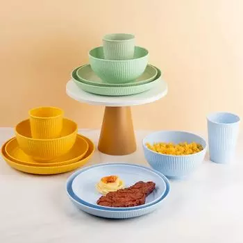 4 шт. Набор столовых приборов из пшеничной соломы, экологически чистая небьющаяся посуда, кухонные столовые приборы, детская посуда, столовые приборы для кемпинга