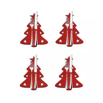 4 шт./набор столовых приборов в виде рождественской елки, ножей, вилок, чехлов для декора стола, рождественской посуды в виде лося, карманных держателей, сумок, украшений для новогодней вечеринки