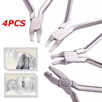 4 шт. набор, стоматологические ортодонтические выравниватели, плоскогубцы, термоформовочные невидимые вертикальные горизонтальные дыроколы, инструменты для стоматолога серебряный